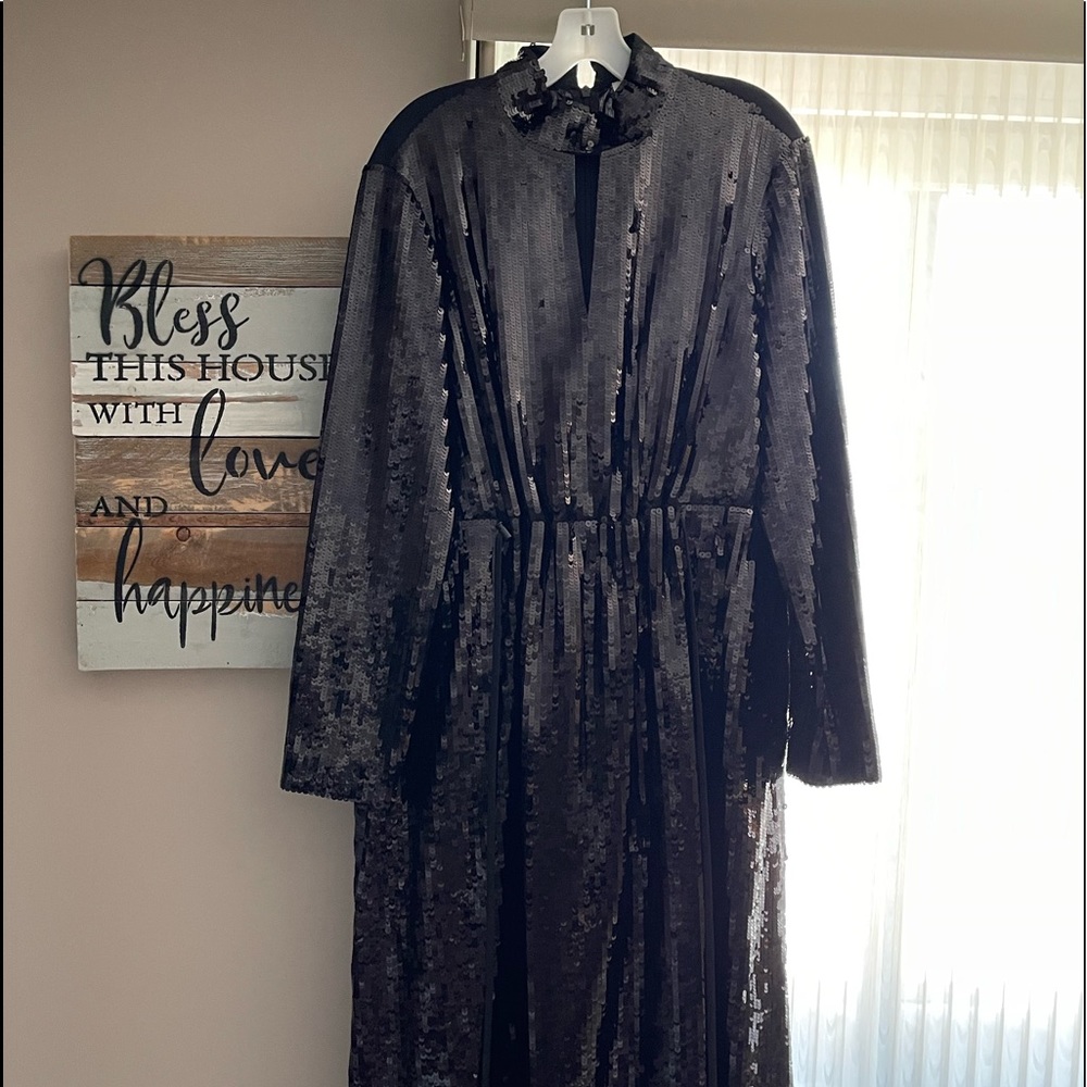 Black sequin Tibi dress never worn originally 1000 dollars at Bergdorf’s